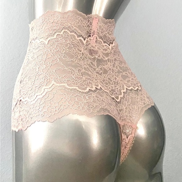 NWT Victoria’s Secret Corded Lace High Waist Thong Purest Pink panty - Picture 1 of 10